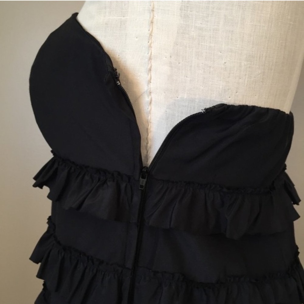 Gap Silk and Cotton Little Black Strapless Ruffle Party Dress Size 2 - Picture 3 of 15